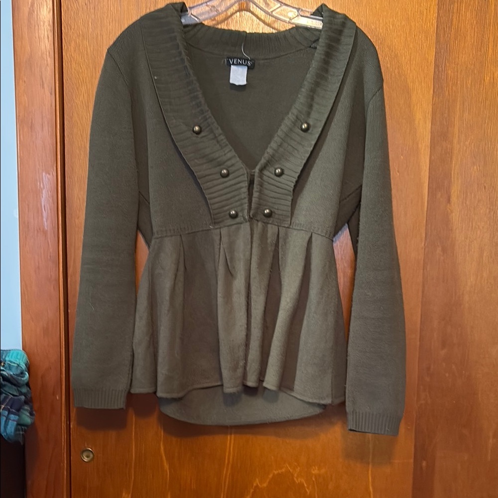 VENUS Green Peplum Sweater
